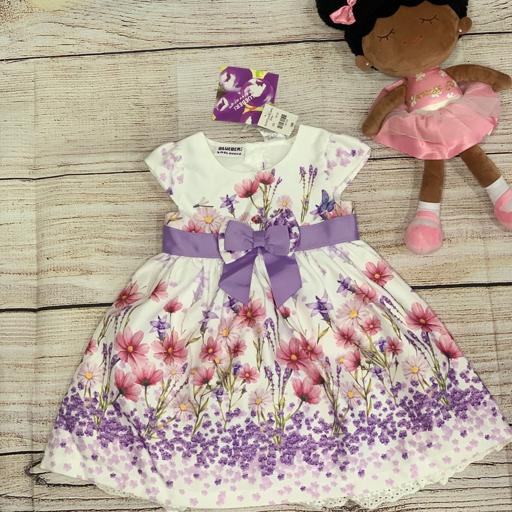 NWT Blueberri Boulevard Floral Bow Dress Size 18M